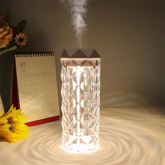 Crystal Lamp Air Humidifier Color Night Light Touch Lamp With Cool Mist Maker Fogger LED Atmosphere Room Decoration Home Decor Lights-White / USB