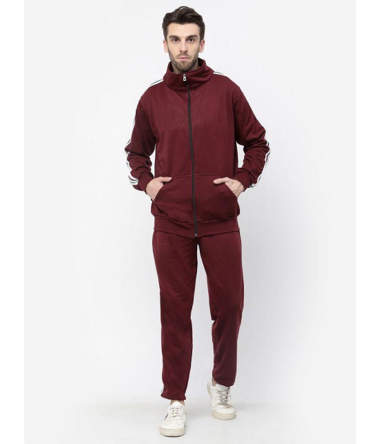 KZALCON - Wine Cotton Blend Regular Fit Mens Tracksuit ( Pack of 1 ) - L