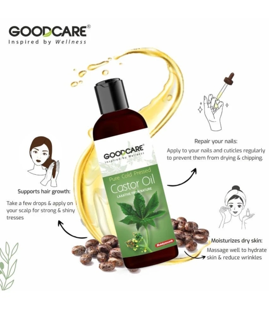 GOODCARE Pure & Natural Premium Cold Pressed Castor Oil (Arandi Oil) for Hair & Skin Care -200 ml