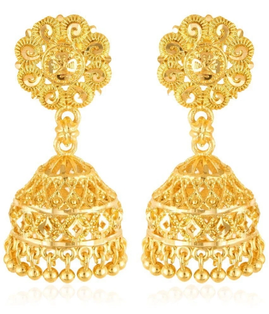 VIVASTRI Golden Jhumki Earrings ( Pack of 1 ) - Golden