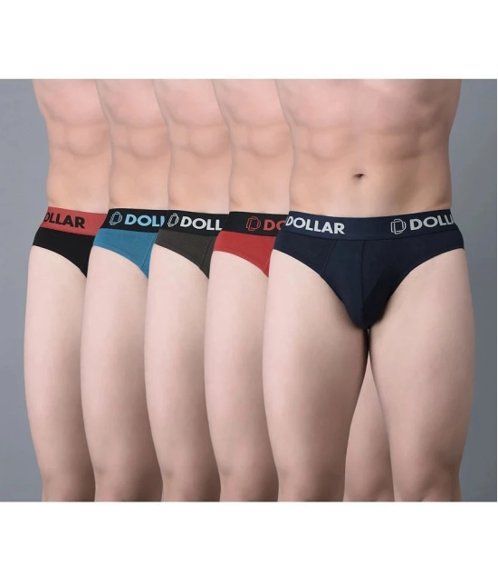 Dollar Bigboss Assorted Solid Cotton Blend Men Brief (Pack of 5) - None