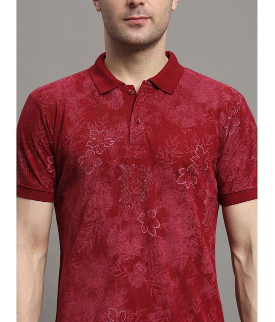 MXN Cotton Blend Regular Fit Printed Half Sleeves Mens Polo T Shirt - Wine ( Pack of 1 ) - None