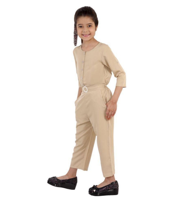 Kids Cave - Beige Crepe Girls Jumpsuit ( Pack of 1 ) - None