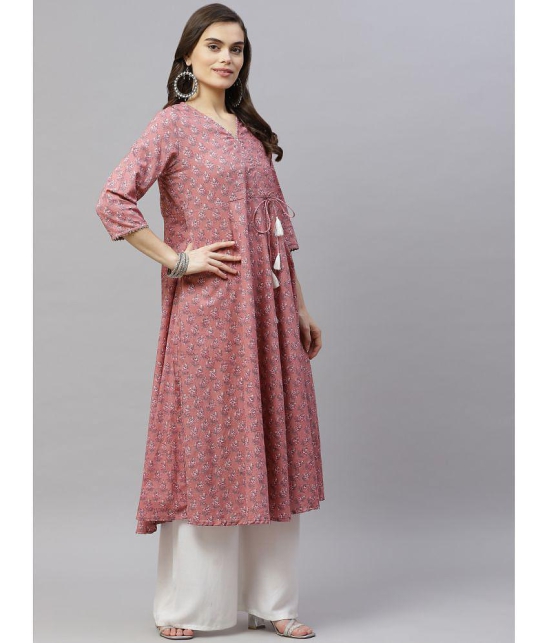 miravan - Pink Cotton Women's Angrakha Kurti ( Pack of 1 ) - None