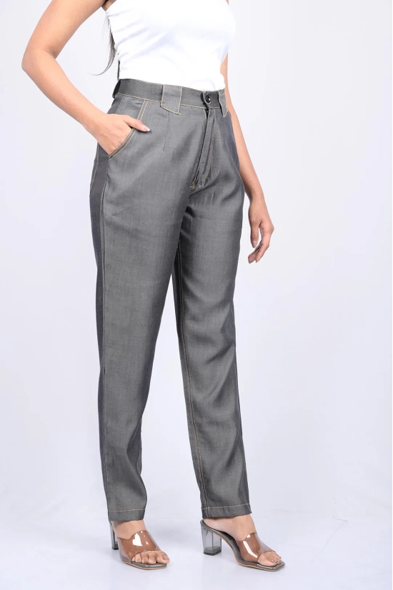 Denim pant for women western wear pant and party wear stylish pants Grey Cotton Denim Silk Pant (OTL-PNT-1003)-Grey / XXL