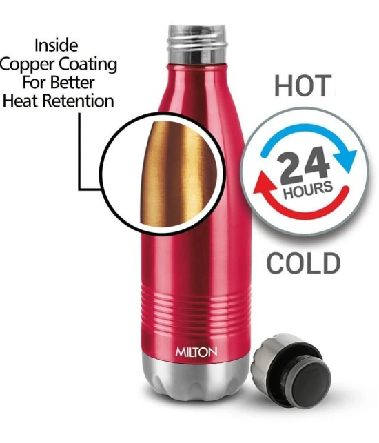 Milton Duo DLX 750 Thermosteel 24 Hours Hot and Cold Water Bottle, 700 ml, Maroon | Leak Proof | Office Bottle | Gym | Home | Kitchen | Hiking | Trekking | Travel Bottle - Maroon