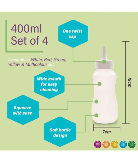 HOMETALES - Sauce Bottle 400ml White Water Bottle 400 mL ( Set of 1 ) - White