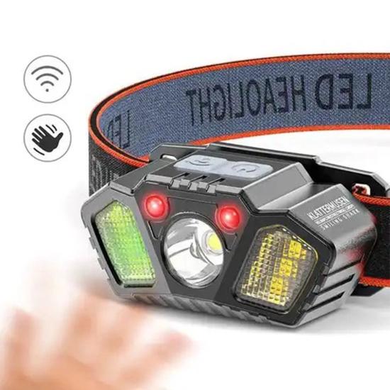 Kaza Headlamp 4 Modes Hand Motion Activation 300 Lumens with USB Charging Battery Indicator SOS Mode (Colour - BLACK) by Total Sporting And Fitness Solutions Pvt Ltd