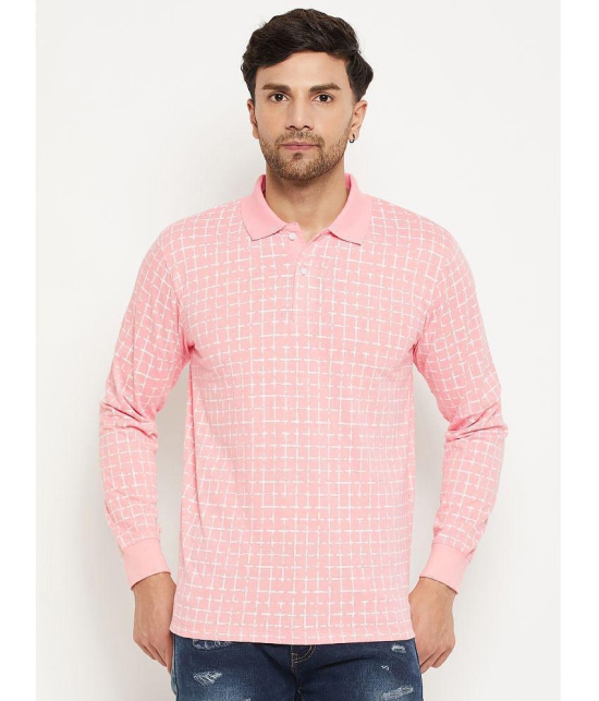 Wild West Cotton Blend Regular Fit Printed Full Sleeves Mens Polo T Shirt - Pink ( Pack of 1 ) - None