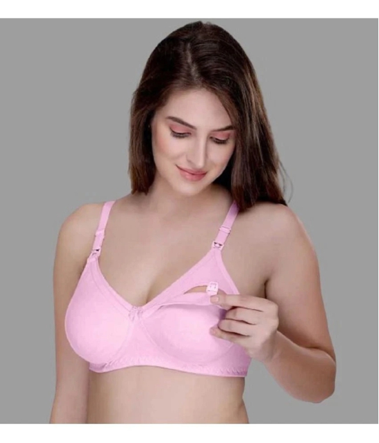 Inwy - Pink Cotton Solid Womens Maternity Bra ( Pack of 1 ) - 34B