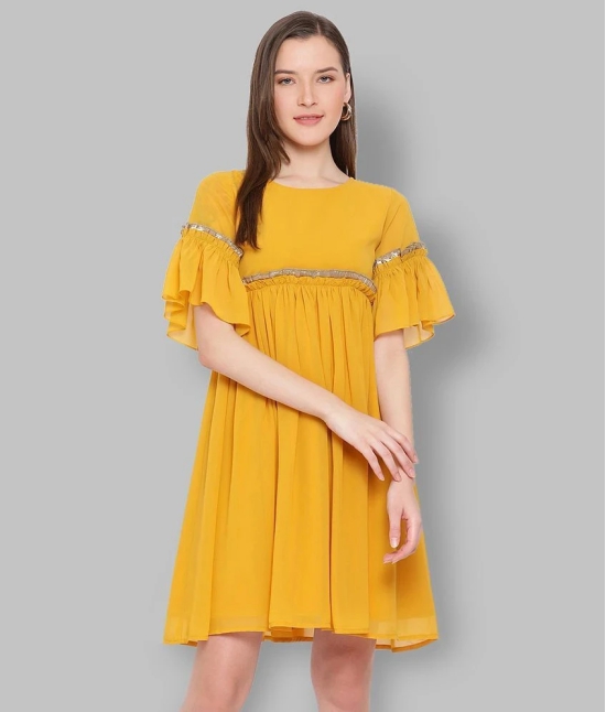 ALL WAYS YOU Polyester Yellow Fit And Flare Dress - - None