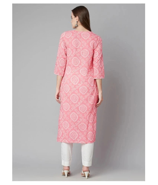 Divena - Pink Cotton Womens Straight Kurti - XXL