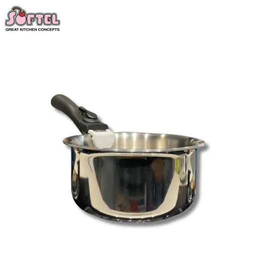 Softel Tri-Ply Stainless Steel Saucepan with Removable Handle | Gas & Induction Compatible | Silver | 1 Pc