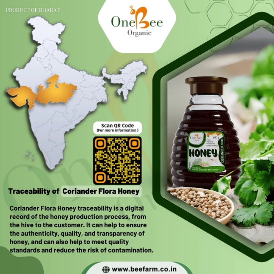 ONE BEE ORGANIC Honey | Coriander Honey/Kothmir Flora Honey | Natural Flora Honey - 280 GM.