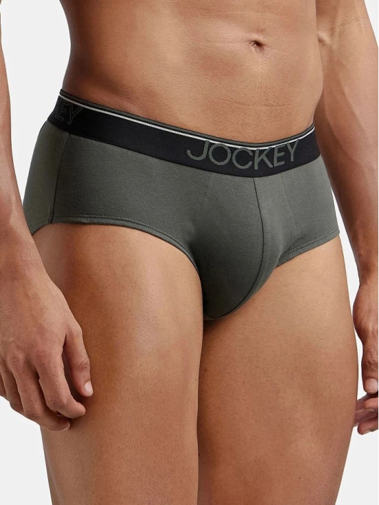 Jockey 8037 Men Super Combed Cotton Solid Brief with Ultrasoft Waistband - Deep Olive (Pack of 2) - None