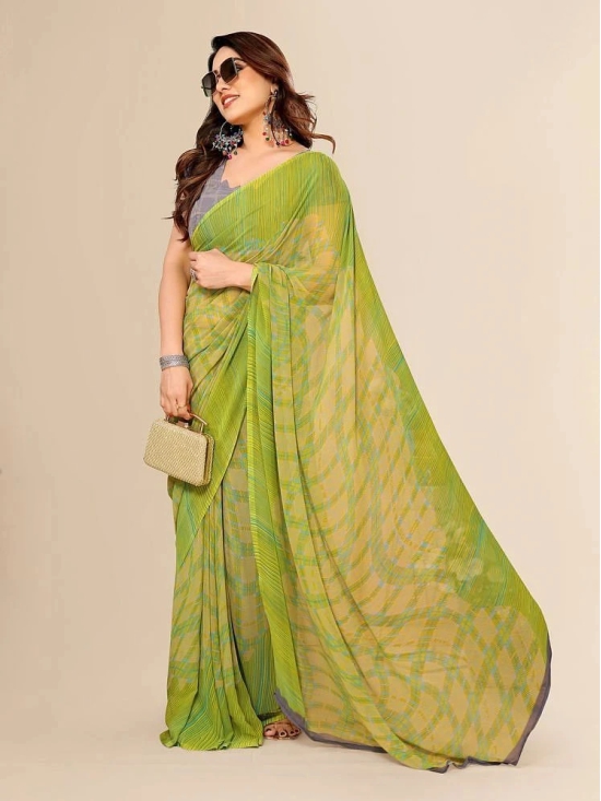 ANAND SAREES Georgette Printed Saree With Blouse Piece - Green ( Pack of 1 ) - Green