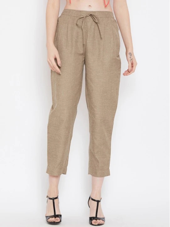 Women Brown Relaxed Pleated Peg Trousers