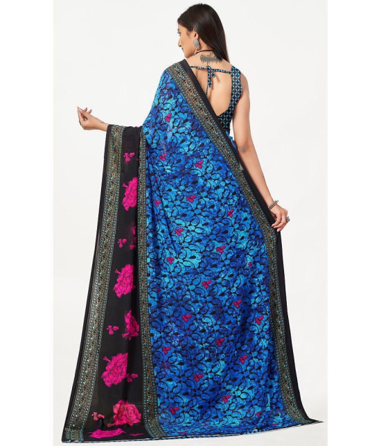 LEELAVATI - Blue Georgette Saree With Blouse Piece ( Pack of 2 ) - Blue