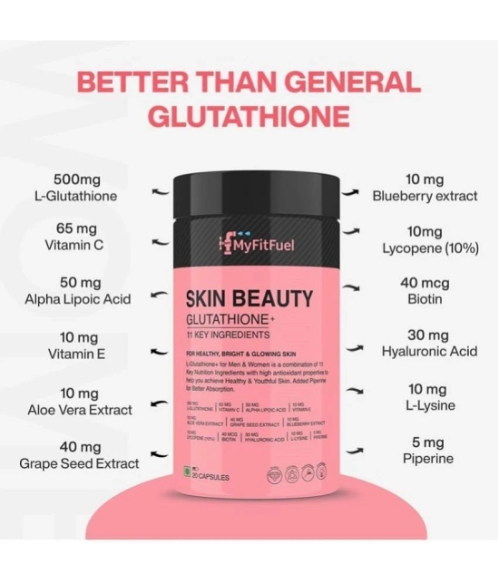 MyFitFuel Skin Beauty Glutathione + Biotin, Vitamin E, Hyaluronic +13more 60 No 60 no.s Minerals Capsule