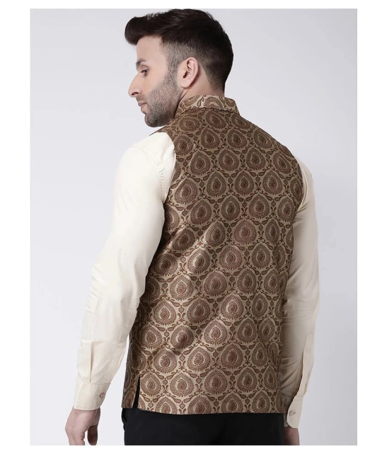 Hangup Brown Polyester Blend Nehru Jacket - None