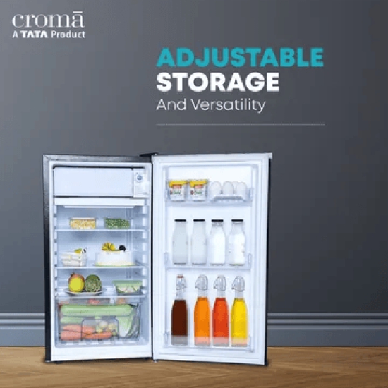 Croma 84 Litres 2 Star Direct Cool Single Door Refrigerator with Reversible Door (Black)