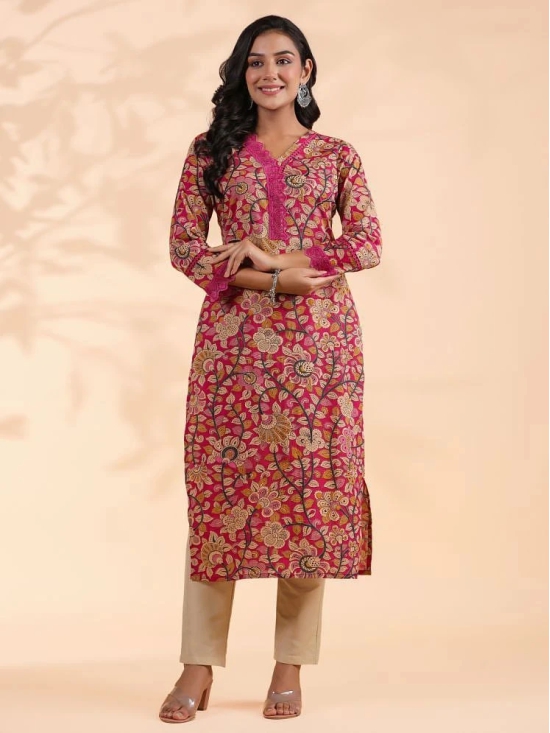 Vbuyz Cotton Printed Straight Womens Kurti - Pink ( Pack of 1 ) - None