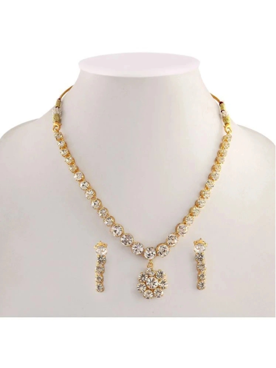 Jewar Gold Brass Necklace Set ( Pack of 1 ) - Gold