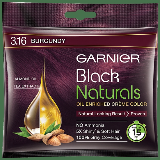 Garnier Black Naturals Hair Colour, 20 g 3.16 Natural Burgundy