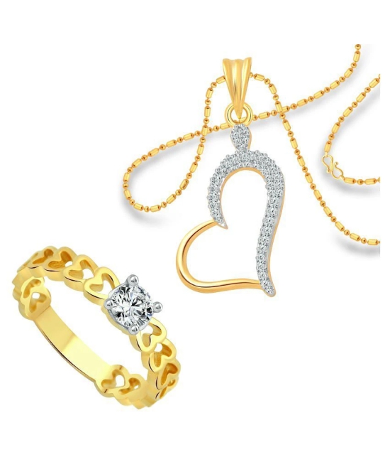 Vighnaharta Impressive Heart Ring with Pendant (1164FRG-1209PG) CZ Gold and Rhodium Plated Alloy Combo set for Women and Girls- VFJ1147RPG8 - None