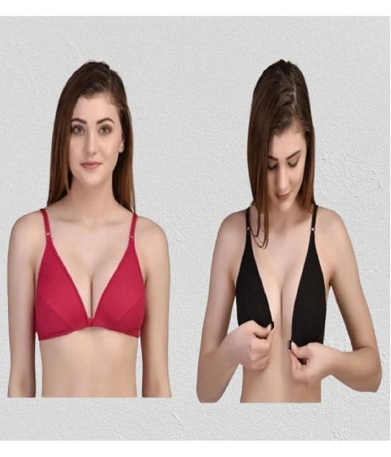 Zourt - Multicolor Cotton Non Padded Womens Push Up Bra ( Pack of 2 ) - None