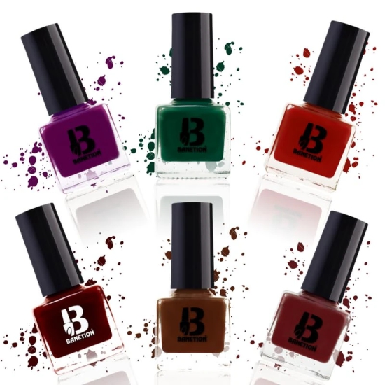 BANETION Nail Polish Combo Pack of 6 | Non UV - Gel Finish |Chip Resistant | Long Lasting|Cruelty and Toxic Free| 9ml