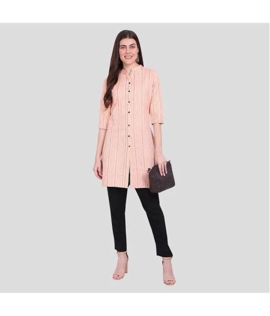 PPTHEFASHIONHUB Cotton Solid Straight Womens Kurti - Peach ( Pack of 1 ) - None