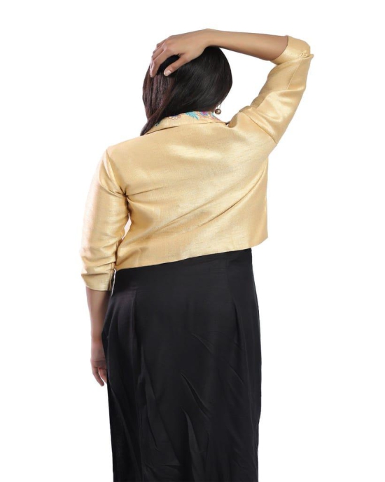 Gold Pure Raw Silk Women's  Jacket