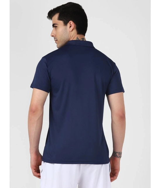 FITMonkey Men Regular Fit Quick Dry Sports Half Sleeves Polo T Shirt-Navy - None