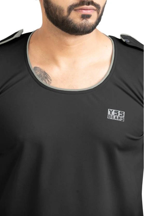 Men Solid Round Neck Polyester Grey T-Shirt