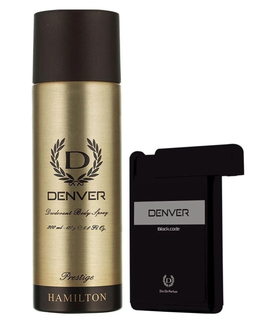 Denver Prestige Deo - 200ML & Black Code Pocket Perfume - 18ML (Combo Pack of 2)