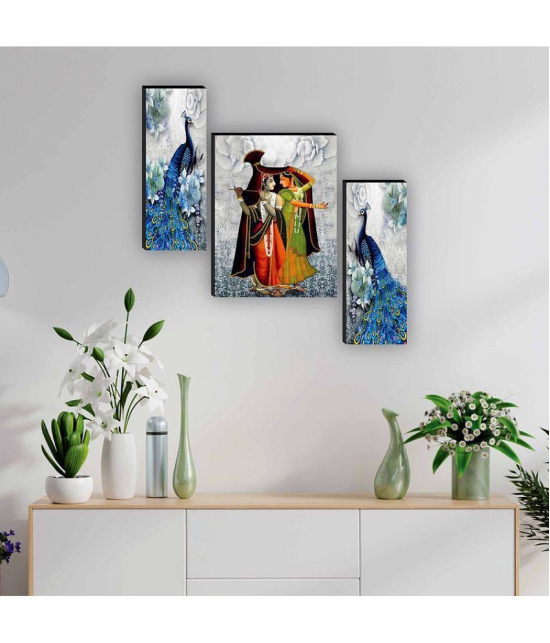 Saf radha krishna with couple peacock modern art MDF Painting Without Frame