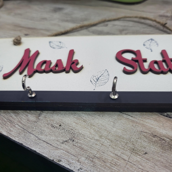 Mask Station Quote Mask and Key Holder With 5 Hooks