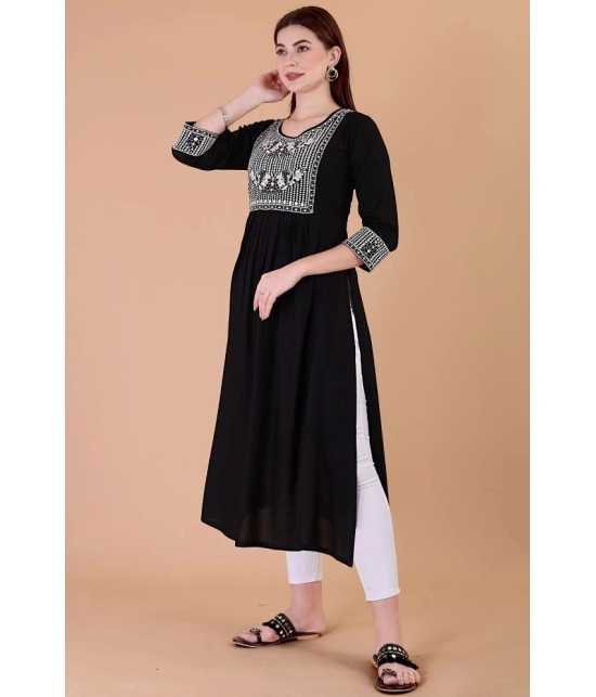 Glomee - Black Rayon Womens Nayra Kurti ( Pack of 1 ) - None