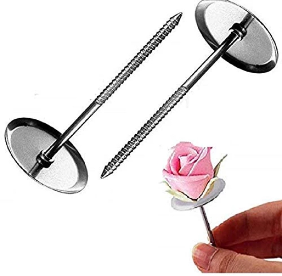 NIDY® 2pcs Cake Decorating Nails Stainless Steel Piping Nail 3D Rose Flower Maker Piping Bottom Tray Ice Cream Flowers Cake Decoration Tool