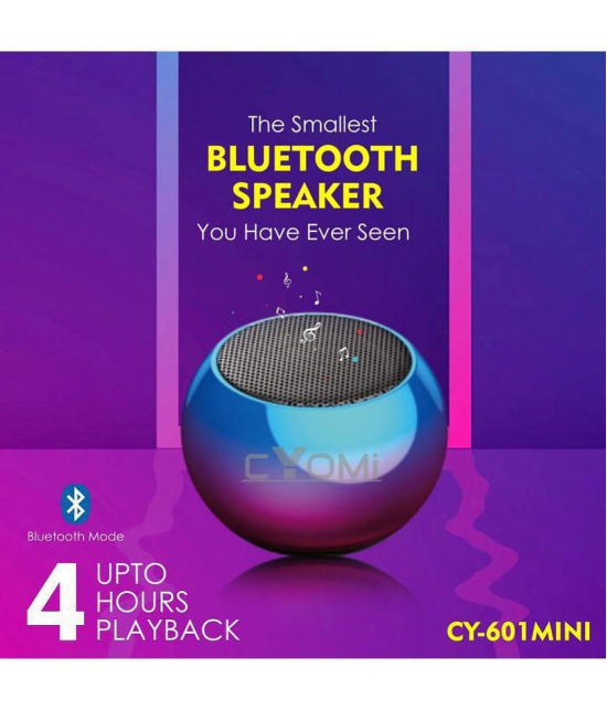 CYOMI CY_601 2 W Bluetooth Speaker Bluetooth v5.0 with USB Playback Time 4 hrs Blue - Blue