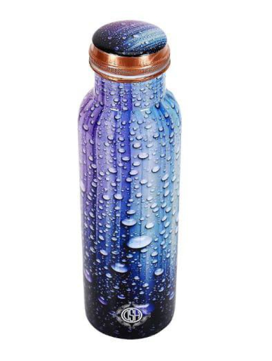 Copper Bottles for Printed with Art Work, Travelling Purpose Bottles, Yoga Ayurveda Healing, 950 ML (Design SM 4)