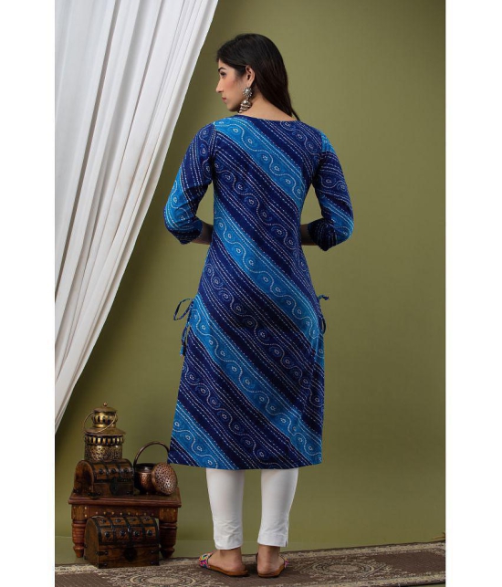 Lee Moda - Blue Cotton Blend Women's Straight Kurti ( Pack of 1 ) - XL