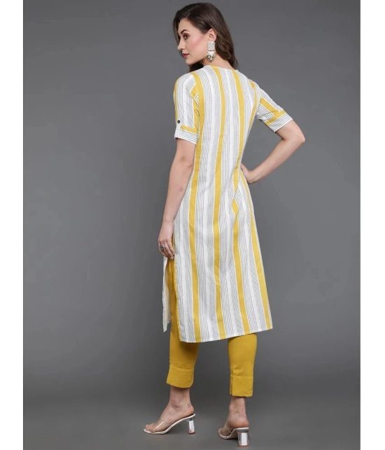 Antaran Cotton Striped Straight Womens Kurti - White ( Pack of 1 ) - None