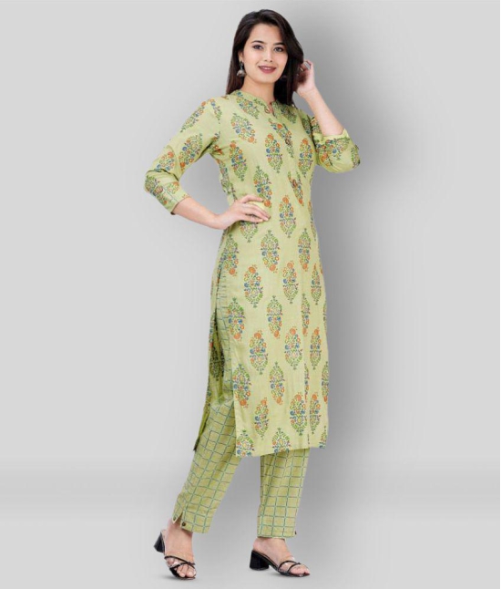 HIGHLIGHT FASHION EXPORT - Lime Green Straight Rayon Womens Stitched Salwar Suit ( Pack of 1 ) - L