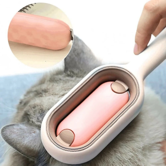 3-in-1 Multifunction Pet Cleaning Comb Hair Removal Tool with Disposable Wipes (Multicolor, Pack of 1)-Default Title / Pink