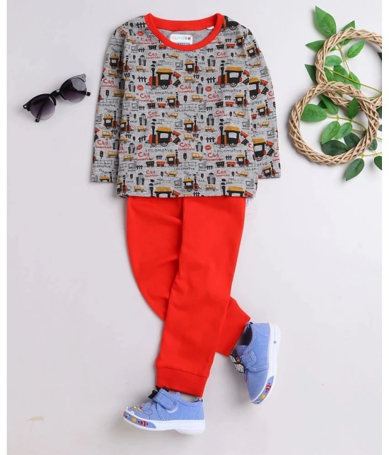 BUMZEE - Red Cotton Baby Boy T-Shirt & Pyjama Set ( Pack of 1 ) - None