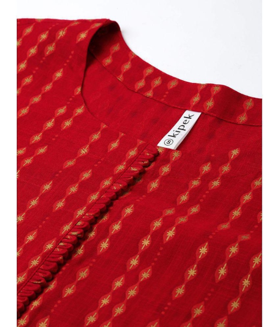 KIPEK - Red Rayon Womens Straight Kurti ( Pack of 1 ) - None