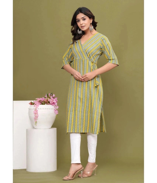 Glorious Cotton Blend Printed Angrakha Womens Kurti - Green ( Pack of 1 ) - None