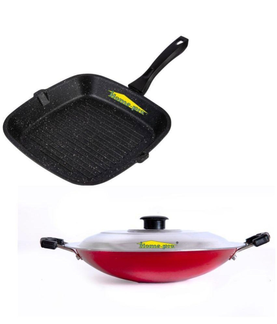 HomePro Non-Stick Set, Grill Pan 26 cm, Appa Chetty 22.5 cm (Pack of 2)